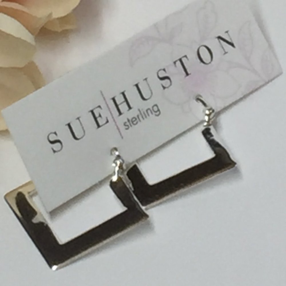 🆕❤️Sterling Silver Square Hoop Sterling Earrings - Picture 2 of 4